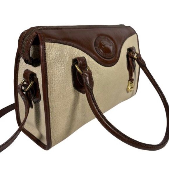 Dooney Bourke All Weather Leather Bone Brown Satchel Handbag Shoulder Bag Purse - Picture 3 of 16